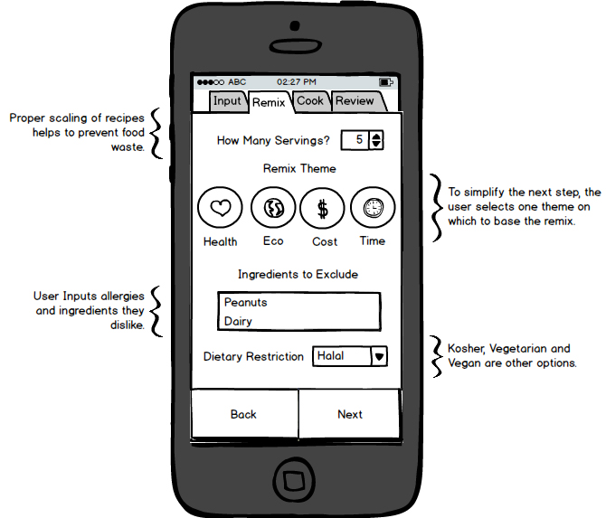 mockup of mobile app